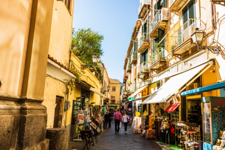 Pizza in narrow streets of Italy