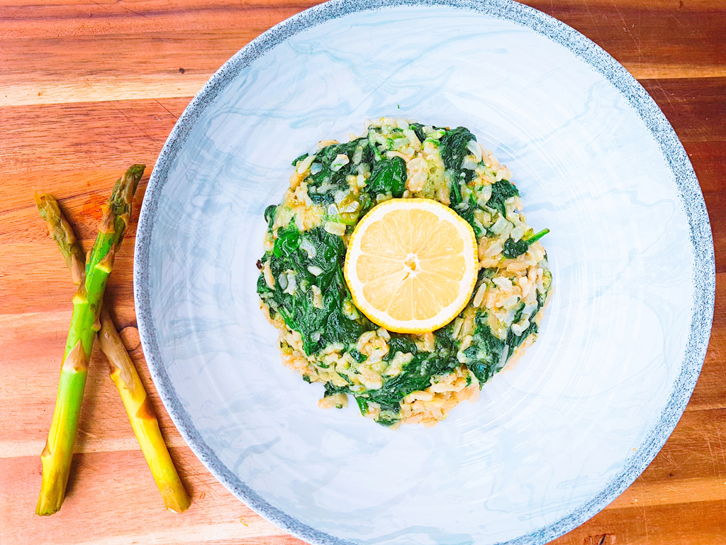 Brown Risotto with Spinach