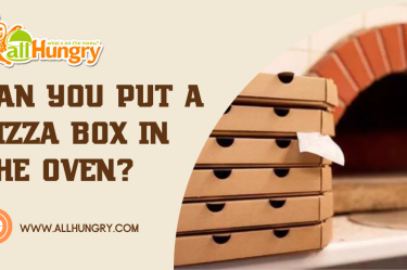 Do not put a pizza box in the oven – fire hazard warning with cardboard and pizza slice