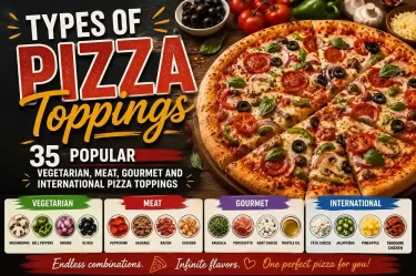 Popular pizza toppings including pepperoni, mushrooms, olives, cheese, and fresh vegetables on a pizza.